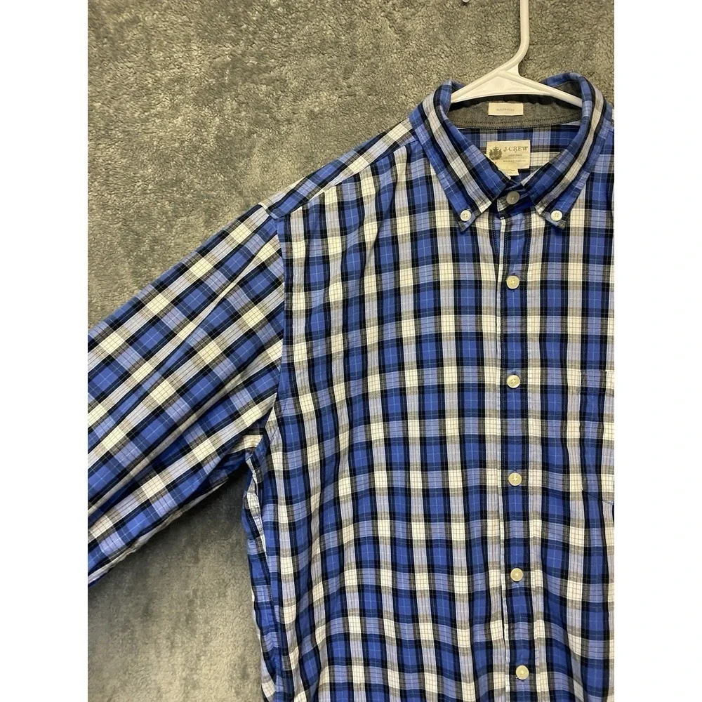 J.Crew Men Plaid Tailored Fit Long Sleeve Button-Down Shirt Blue Size M